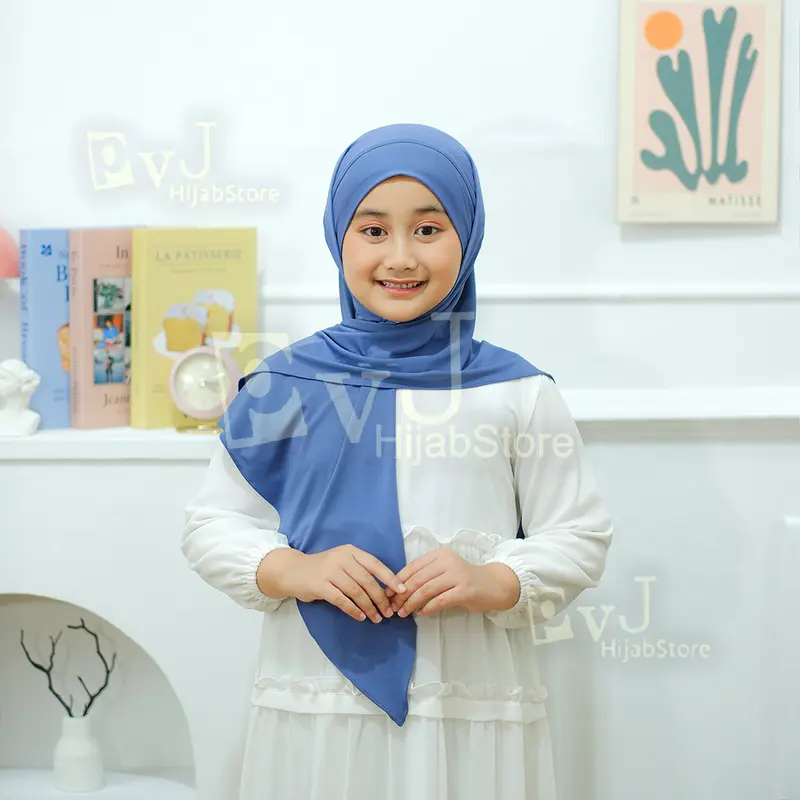 Hijab Anak Segitiga Malay jr Jersey | Jilbab Segitiga Tali Malay Inner Bando | Kerudung Anak sekolah 5-12 thn 3