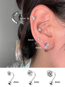 EAR PARTNER-999 SILVER Anting-anting perak murni yang sangat berkilau dengan desain tusuk telinga yang memberikan kesan mewah,Anting Piercing Telinga Korea - Desain Minimalis Retro | High Quality & Anti Karat | COD
