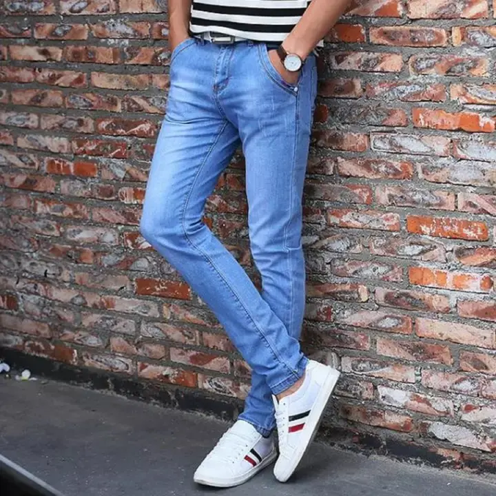 Celana Jeans Pria Slimfit - Jeans Pensil - Biru muda bahan melar - PCL denim outfit