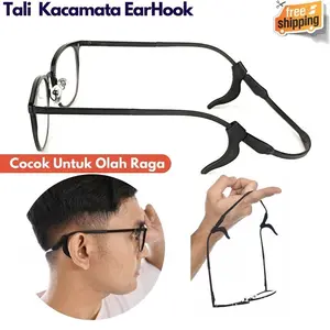 Passion Eyewear Tali Kacamata Olahraga Silicone Strap PLUS Earhook Penahan Kacamata Anti Melorot Glasses Hitam Pink Putih Fleksibel Anti Slip