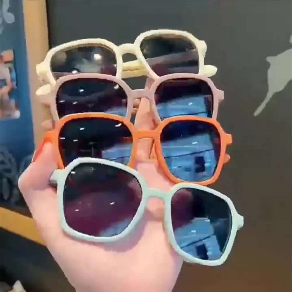 Retro children's sunglasses boy handsome baby girl sunglasses eye protection UV sun protection square frame glasses Korean version