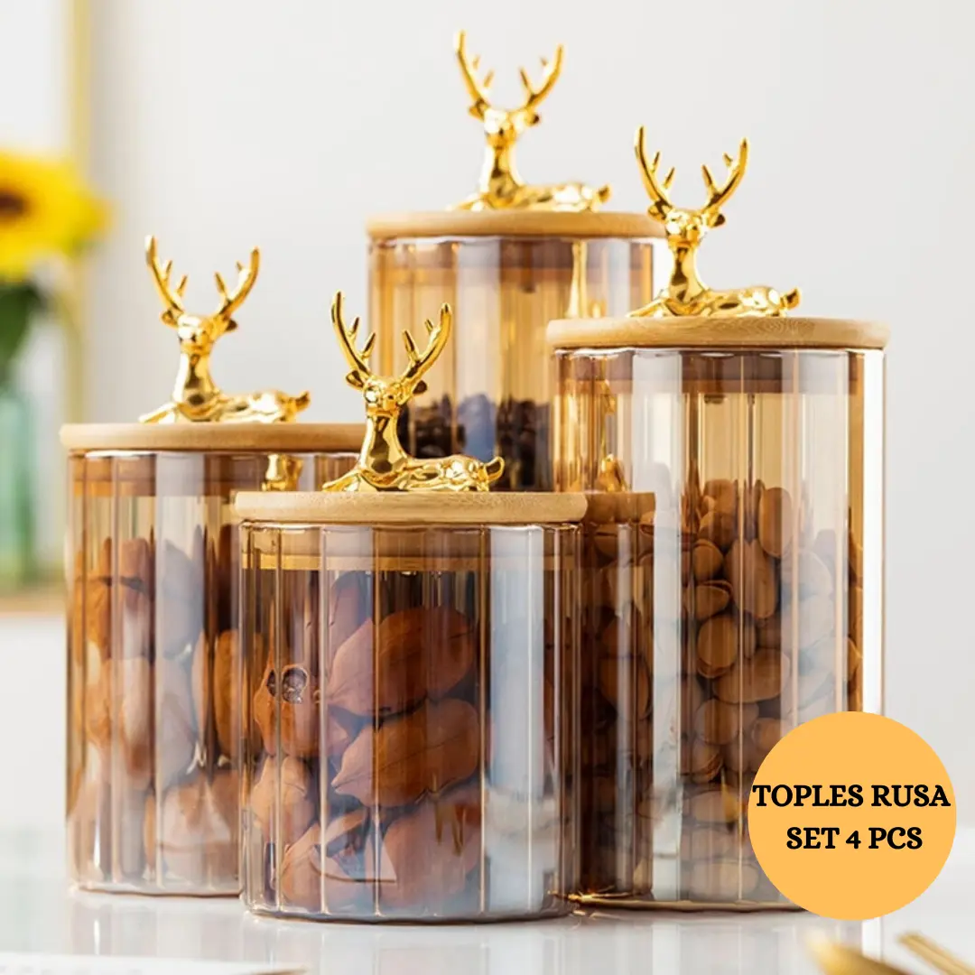 Alby Home Toples Kue Estetik Kaca Toples Kue Lebaran Aestetic Jar Toples Candy Jaru Rusa Toples Cookies Jar Glass Bambu Kayu Rose Gold