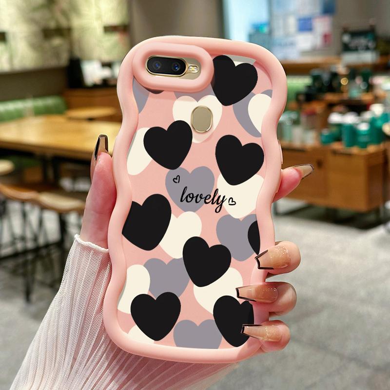 Casing Hp Untuk OPPO A7 A5s A12 A12s A11K Casing Hp Kesing Softcase Case Bahan silikon gelombang Cesing Pola Hati Retro Mode pelindung marshmallow Anti Jatuh Tahan debu guncangan 0