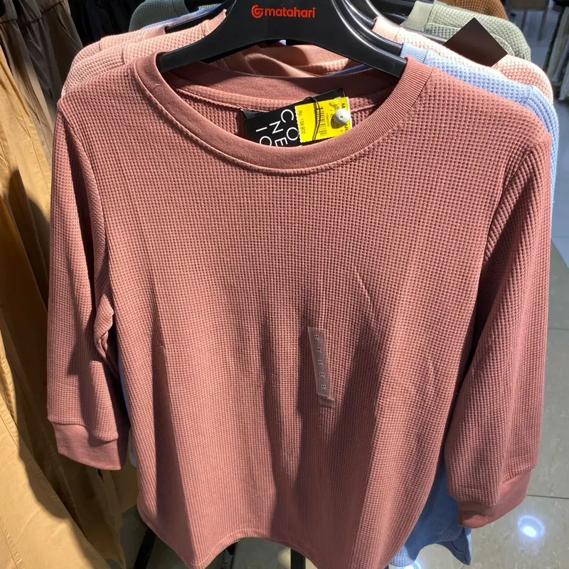 CONNEXION KI-KC10 KAOS WANITA ATASAN WAFFLE BLOUSE RIB KNIT SIMPLE MELAR ADEM NYAMAN BY MATAHARI 0