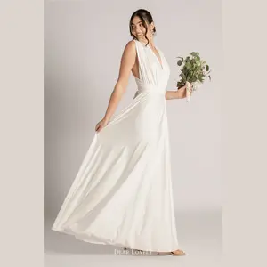 Premium Bridesmaid Dress Dear Lovely in Broken White Putih - Dress Bridesmaid Multiway Dress Pesta - Bahan Stretch, Long Dress Maxi, Bonus Kemben dan Brosur Tutorial Panjang Baju Seragam Pengantin Wanita Light
