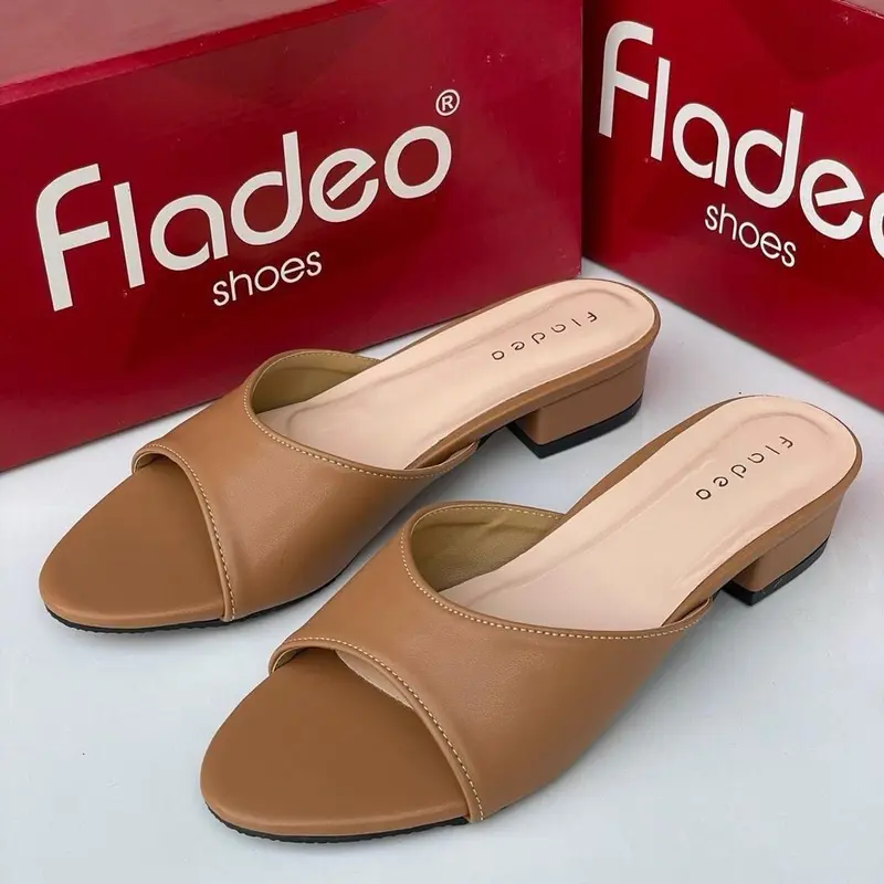 Sendal Fladeo Selop Wanita Heels 3 cm - Sandal - Shoes Karet Mules i03 1