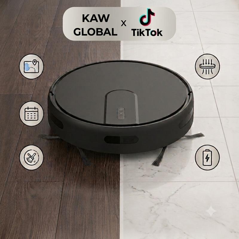 Robot Hút Bụi Lau Nhà KAW - Hàng Chính Hãng, Tự Sạc Điện, Cảm Biến Chống Rơi,…