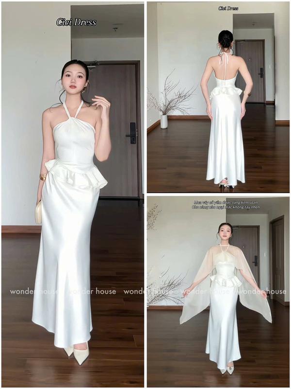 Cici Dress Wonderhouse Đầm thiết kế cổ yếm chất lụa sang trong kèm khăn choàng phù hợp cho các buổi tiệc
