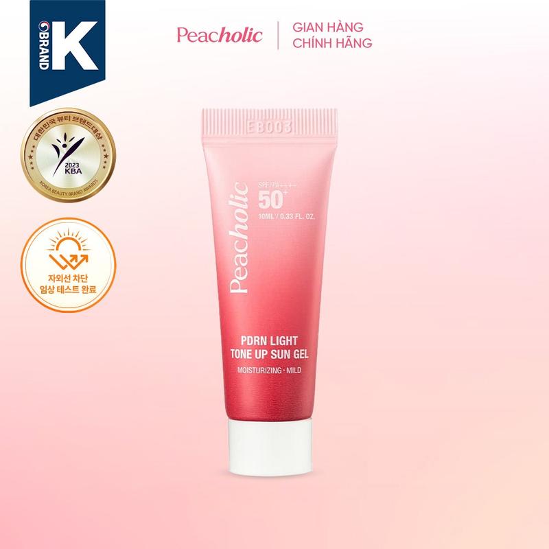 Size mini 10ml Kem chống nắng nâng tone Peacholic PDRN Light Tone Up Sun Gel SPF50+