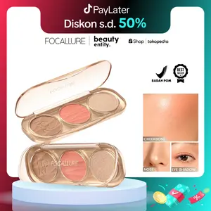 FOCALLURE Pro-Sculpt 3-in-1 Palette Highlighter, Contour & Blush Palet Wajah Multifungsi