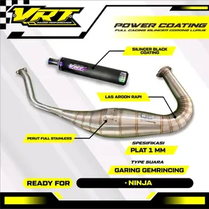 KNALPOT NINJA R/RR/SS FULL STANLIS SILINCER POWER COTING CORONG LURUS BLUE ORIGINAL VRT RACING PERFORMANCE