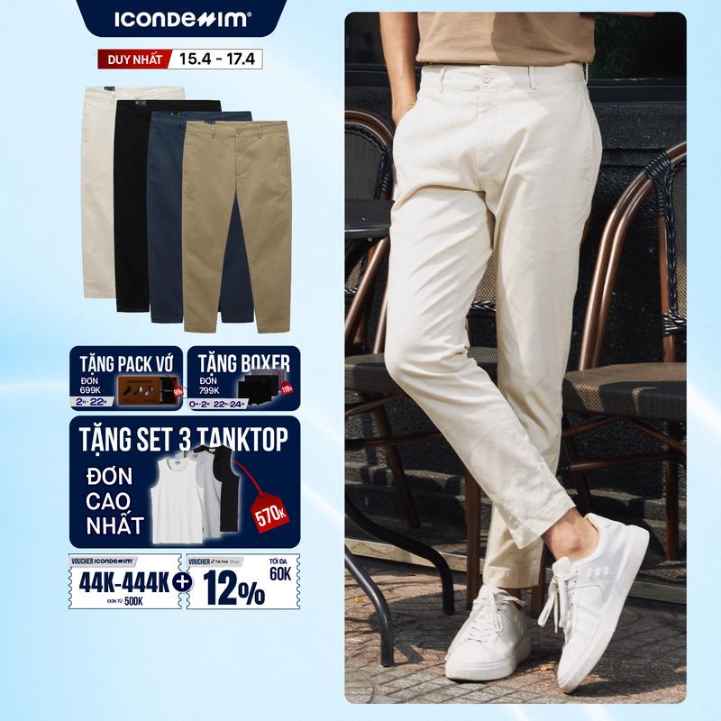 Quần kaki nam ICON DENIM Slimfit Assemble QKID0025