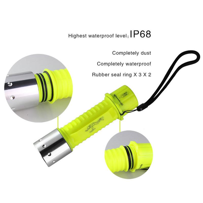 Product Introduction of LED outdoor diving flashlight wrist strap portable diving light 18