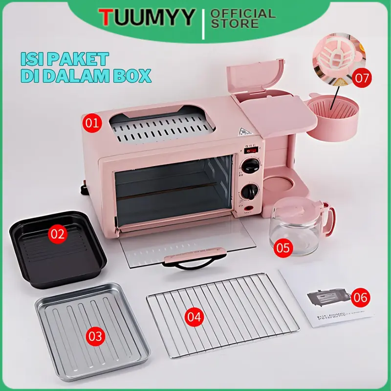 [COD] BREAKFAST MAKER / OVEN 3IN1 MULTIFUNGSI GRILL PAN, MESIN KOPI / TEH, PEMANGGAN PIZZA KUE ROTI TM-60301M 4