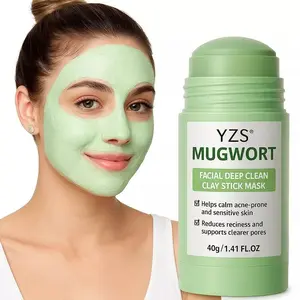 YZS Masker Wajah Komedo Acne Clay Green Stick Anti Jerawat Eksfoliasi Mugwort Niacinamide Salicylic Acid Centella 40gr