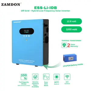 ZAMDON Frekuensi Rendah Off Grid Hybrid Solar Generator / Pembangkit Listrik Portabel Built-in 1.2KW 12V Solar Inverter, Baterai Lithium 1.92KWH, 60A MPPT Semua Dalam Satu