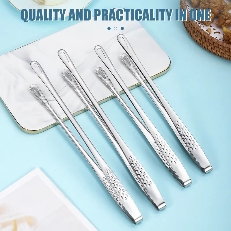 【kkhome】COD Jepit Makanan Daging Korean BBQ Steak Clip 28 cm / Stainless Capitan Gorengan BBQ Food Tong / HomeKing Baja Gambar Kitchenware