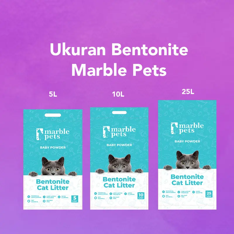 MARBLE PETS Bentonite 5L Cat Litter Pasir Kucing  Gumpal, Harum Wangi,Dari Bahan Alami, Anti Bakteri,dan Aman untuk Kitten dan Kucing Dewasa 3