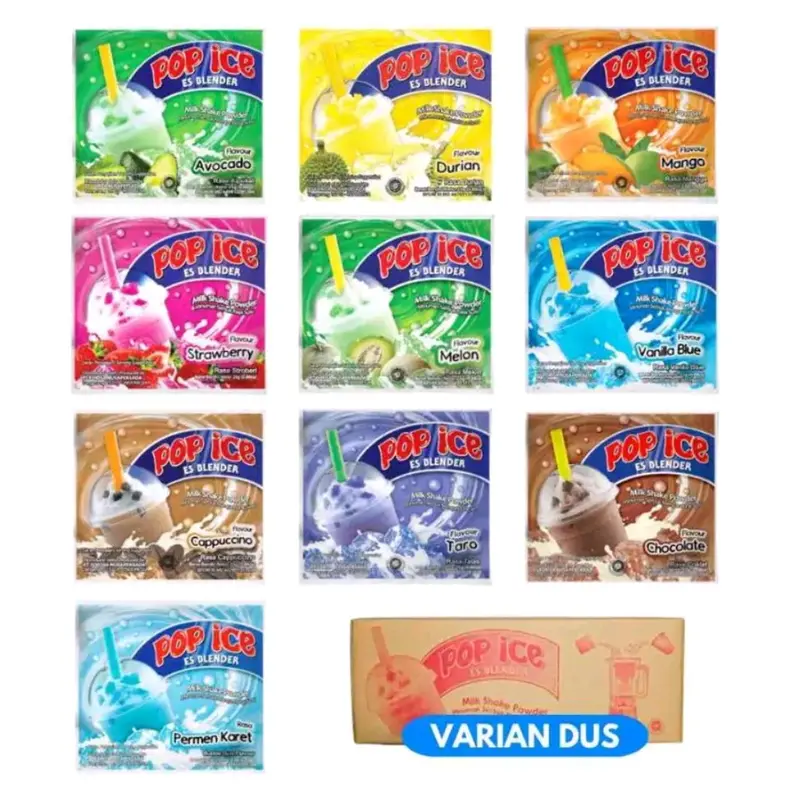 (cod) pop Ice Renceng 50 pcs mix rasa 5renceng Drink Gula || Minuman Serbuk Berbagai Rasa Bubuk 0