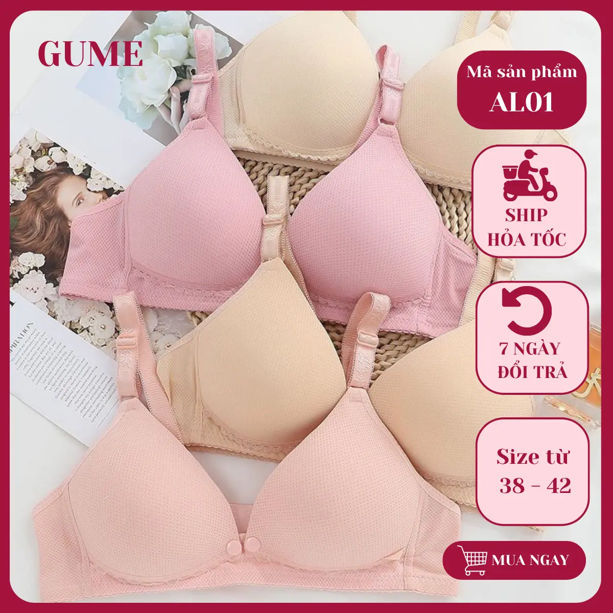 Combo 3 Áo lót bầu và cho con bú có cúc mở tiện lợi - loại thông hơi siêu mềm chất cotton đủ size dành cho mẹ bâu và sau sinh