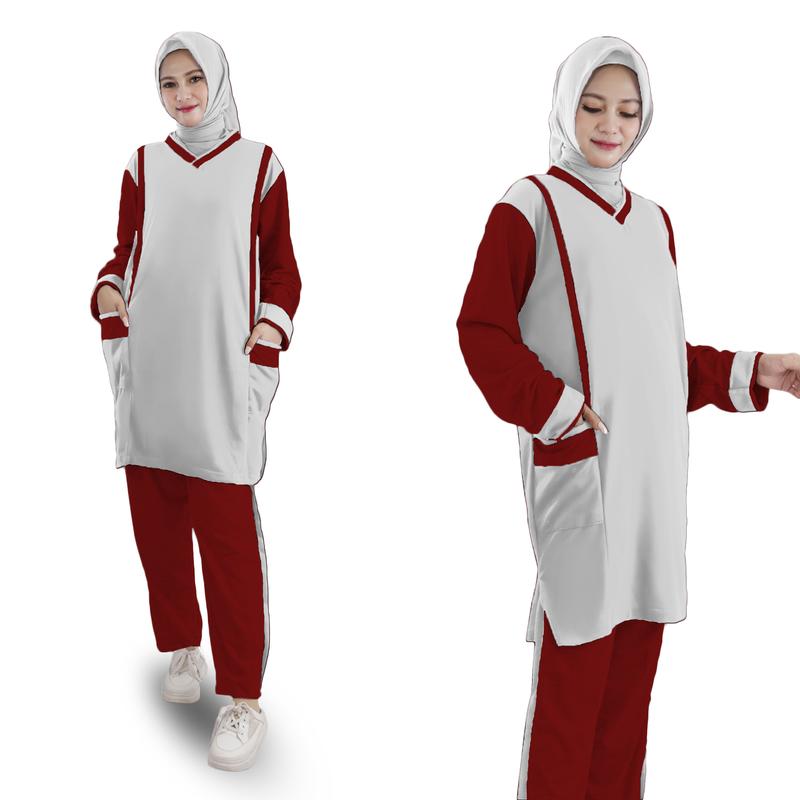 Product Introduction of LM 17561-17569 Baju Setelan Wanita TUNIK MUSLIMAH SET JUMBO Tunic Bahan Babyterry Premium Big Size XL-XXXL 15