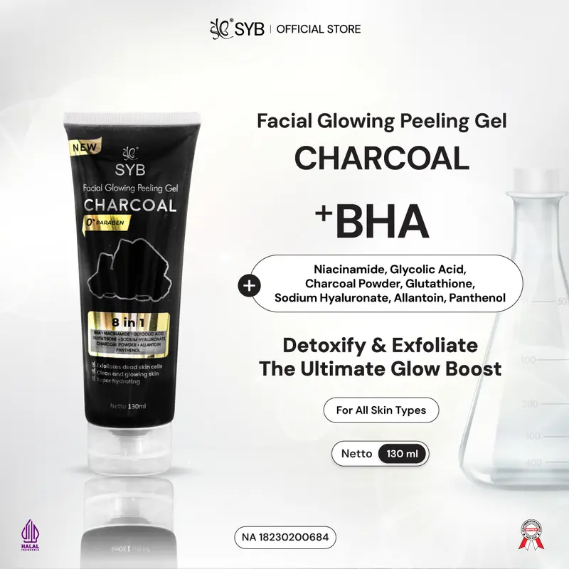 【SYB Facial Glowing Peeling Gel】- Gel Eksfoliasi [Available in 3 varian : Aloe Vera - Milk & Snail - Charcoal] 4