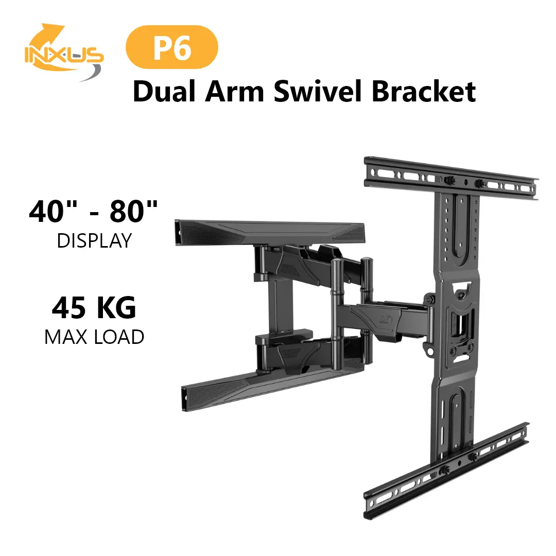 NBP6 / Double Arm Wall Mount TV Bracket / Size 45" - 75" TV Mount / Swivel Bracket