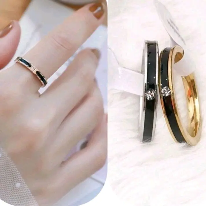CINCIN TITANIUM RINGS GOLD LIS MATA 1 ANTI LUNTUR/ Cincin permata elegan