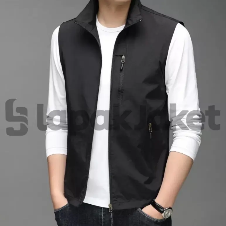 ￼Lapakjaket/rompi vest pria polos / rompi vest pria murah / rompi outdoor / rompi trend Hitam