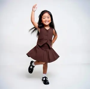 Setelan Baju Anak Cewek Korean Style Atasan Rok Anak Perempuan Bahan Semi Wool Kekinian