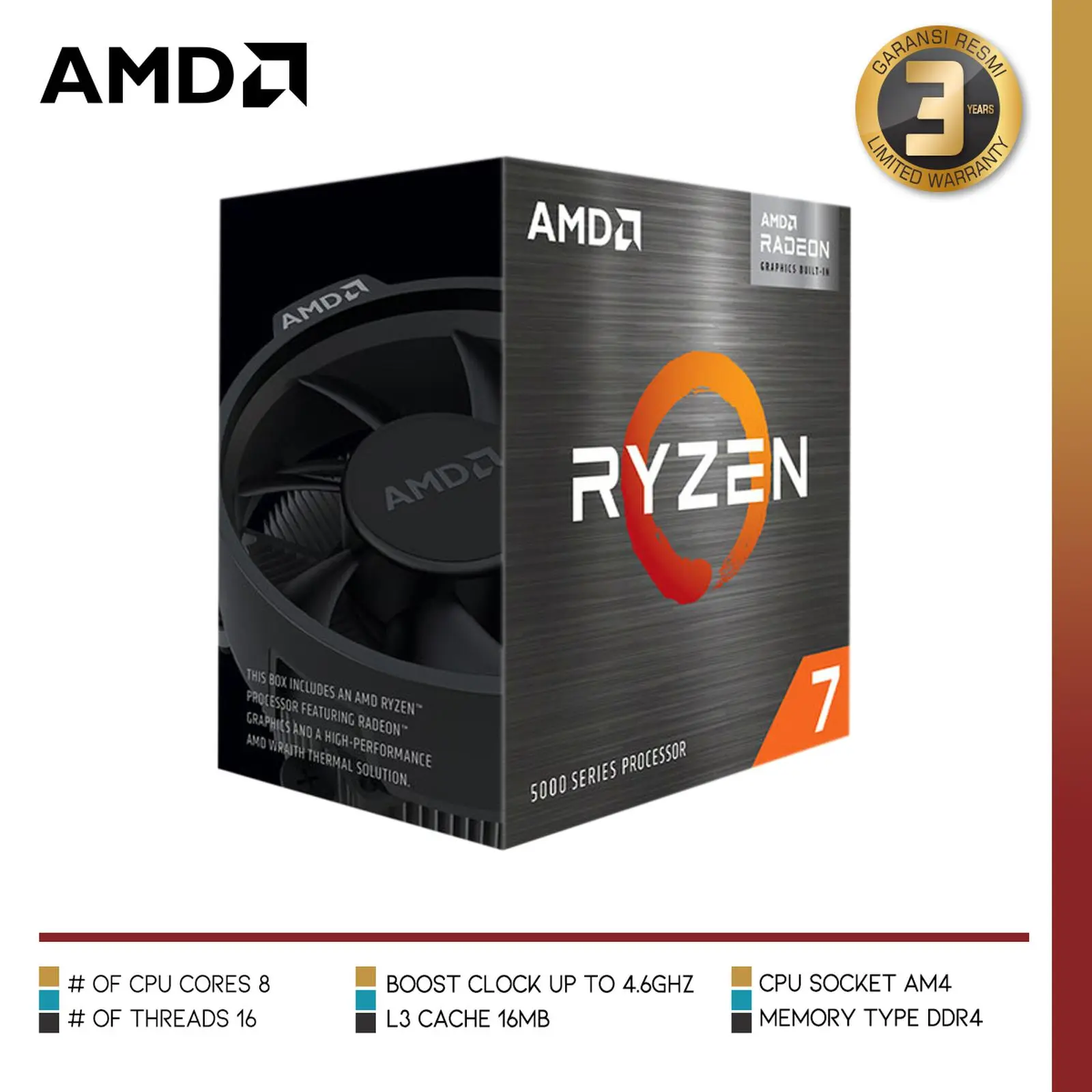 AMD RYZEN 7 5700G | Processor AMD AM4 Zen 3 Cezanne 8 Cores 16 Threads