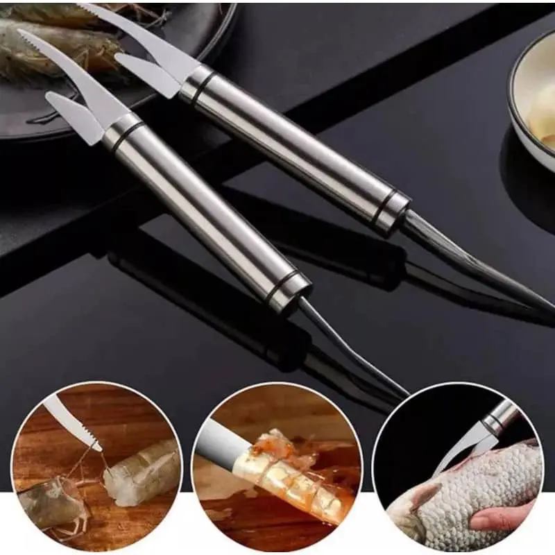 Stainless Steel Blade Shrimp Lobster Peeler Fish Knife Scale Removers Shrimp Line Cutting Kitchen Seafood Tools Utensils Lightweight