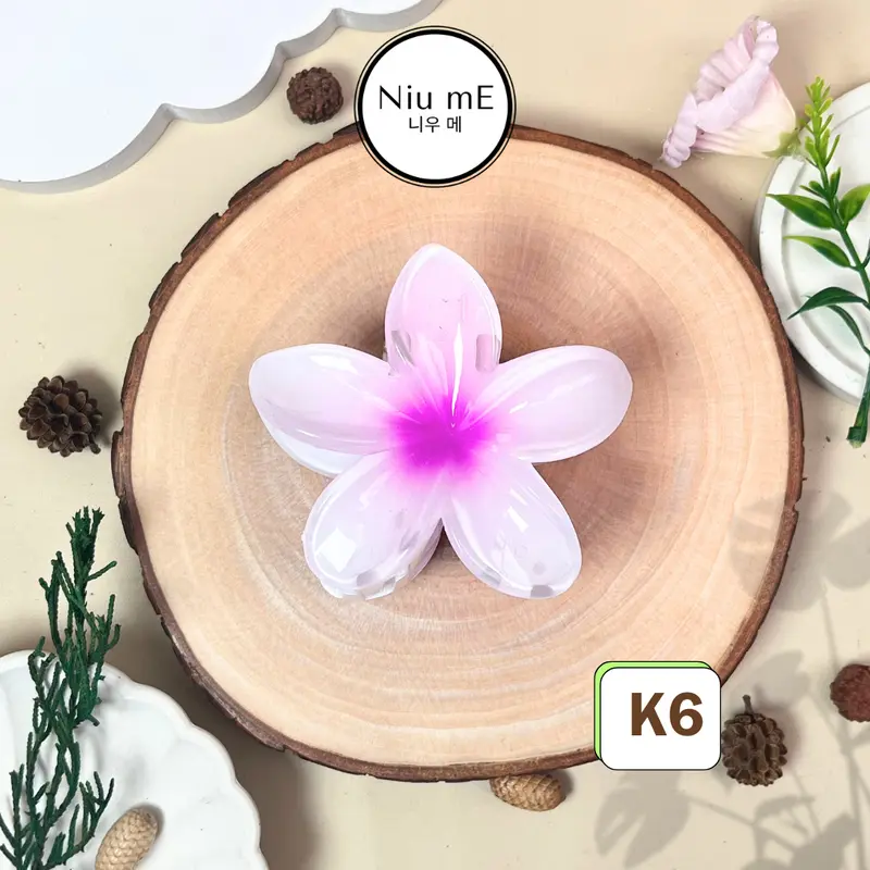 Jedai Kamboja / Jepit Bunga Kamboja / Jepitan Orchid Hair Clip Aesthetic Korean Style Jedai Acrylic Gradien Manis Elegan Hadiah Wanita Plastik Manik  Akrilik 6