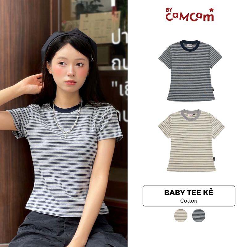 Áo BABYTEE KẺ Cộc Tay Bycamcam Cotton Basic Dễ Phối Đồ [Our Beloved Summer Collection] AKN028