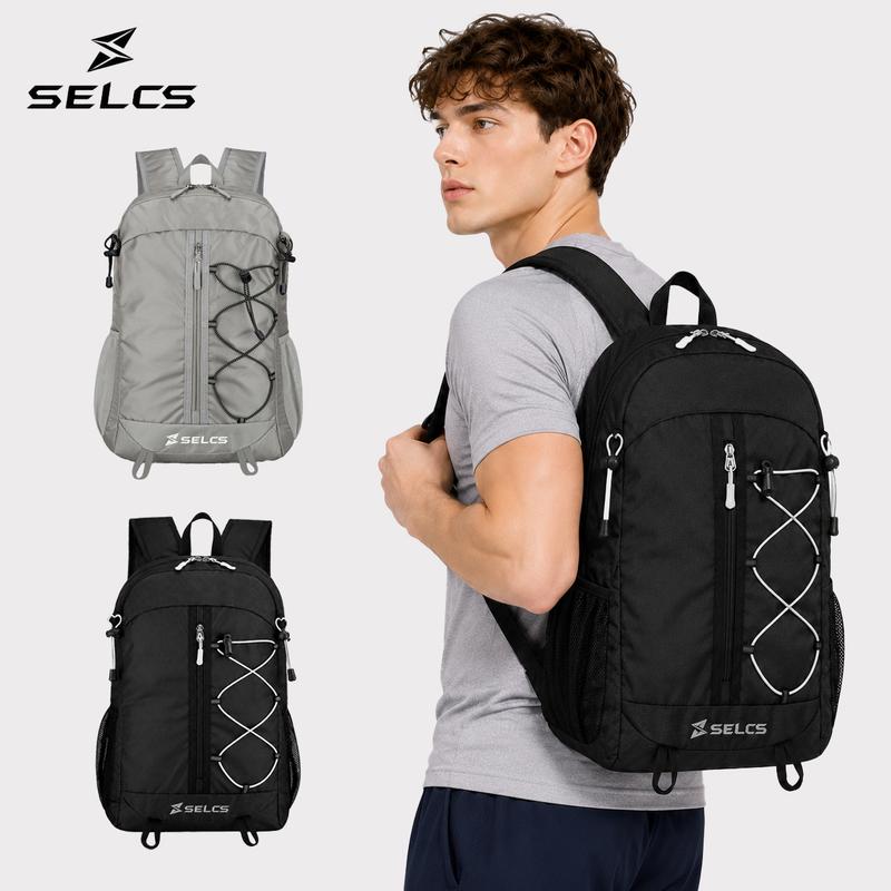 SELCS Balo Chống Bắn Nước Siêu Nhẹ Có Thể Gấp Gọn, Ngăn Chứa Rộng, Chi Tiết Phản Quang, Quai Đeo Thoáng Khí, Khóa Ngực và Túi Đựng Bình Nước, Dùng Đi Du Lịch, Leo Núi, Thể Thao, Đi Học