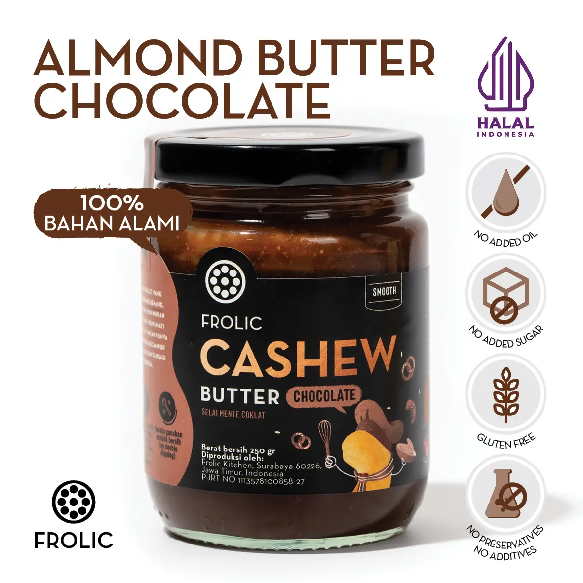 FROLIC Almond Butter Dark Chocolate - Selai Kacang Almond Coklat Hitam