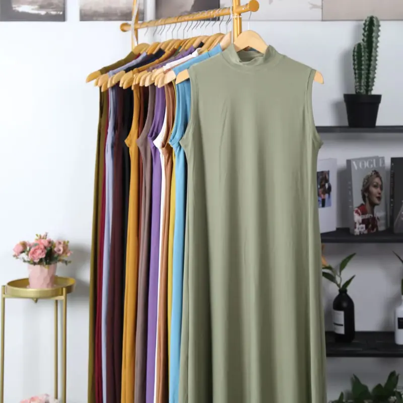 Inner Dress Polos Tanpa Lengan Bahan Scuba Premium Gamis Manset Tanpa Lengan Jumbo polos Dewasa 0