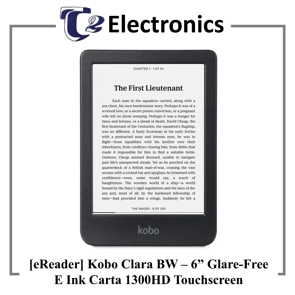 [eReader] Kobo Clara BW - 6 inches Glare-free E Ink Carta 1300 HD Touchscreen with Dark Mode - T2 Electronics