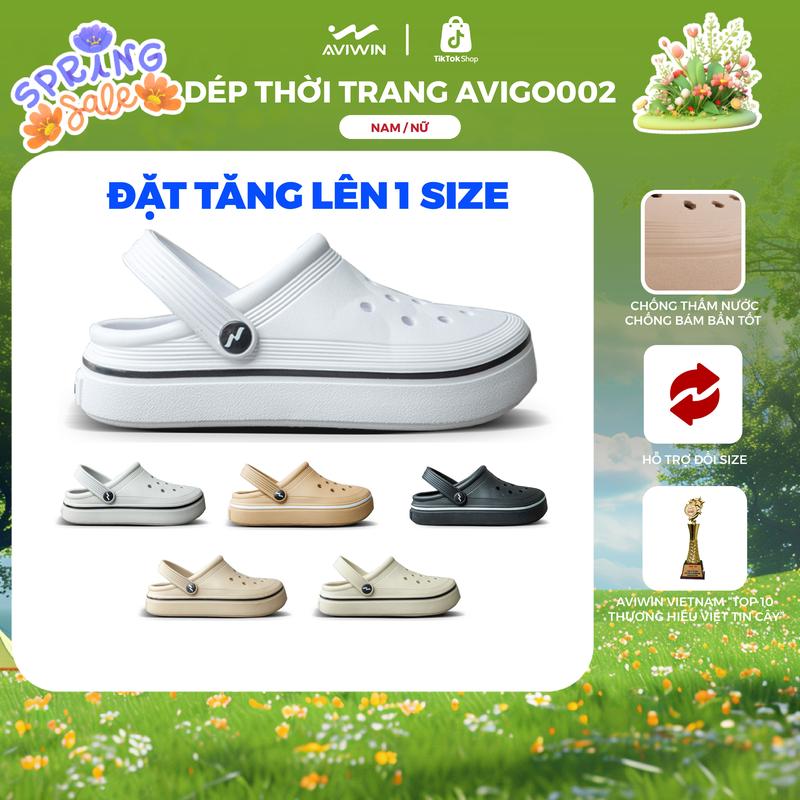 ĐẶT TĂNG LÊN 1 SIZE Dép Sục Nam Nữ AVIWIN AVIGO-002 Kẻ Ngang Chất EVA Siêu Nhẹ Chống Trơn Trượt Cao 3cm - Bảo hành chính hãng