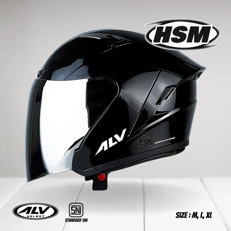 Helm Half Face ALV ULTRON Solid Original Kaca Visor Silver/Clear Untuk Pria dan Wanita Dewasa SNI Motorcycle dengan Intercom Ready Design 5