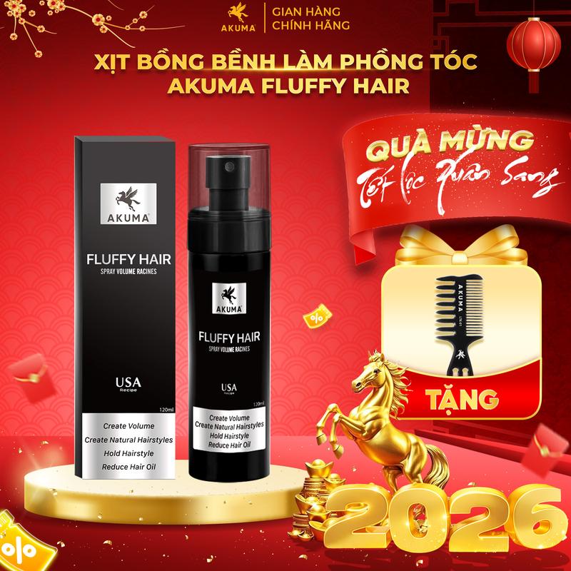  Xịt Bồng Bềnh Tóc AKUMA Fluffy Hair 120ml - Tạo Độ Phồng Kiểm Soát Dầu Giảm Bết Thích Hợp Cho Mọi Kiểu Tóc. 