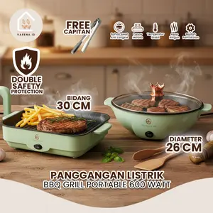Panggangan Multifungsi BBQ Elektrik Panci Panggang Bulat Listrik Grill Electric Anti lengket