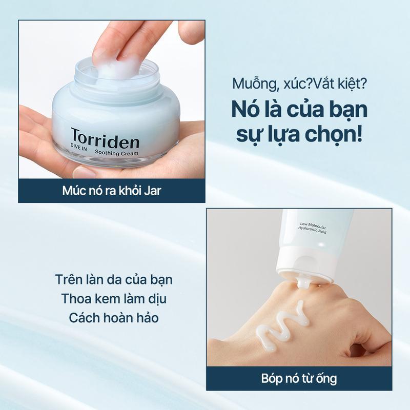 Kem Dưỡng Torriden Làm Dịu Mát, Dưỡng Ẩm Da 100ml DIVE-IN Low Molecular Hyaluronic Acid Soothing Cream | HASAKI BEAUTY 9