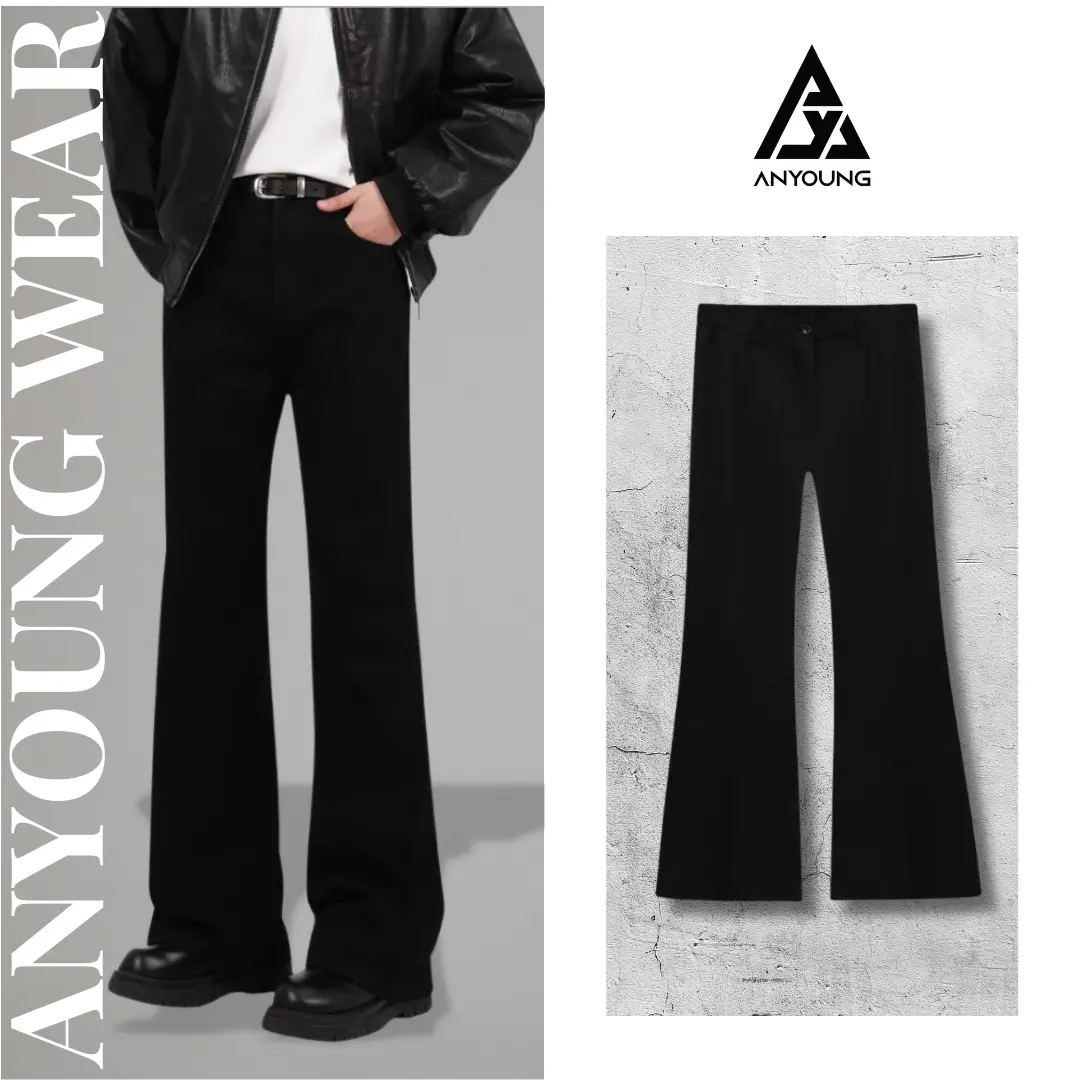 Quần Tây Ống Loe Nam Basic Anyoung, Quần Âu Tôn Dáng Phong Cách Douyin Phủ Giày Chất Vải Vitex Menswear Pants quần âu QD368