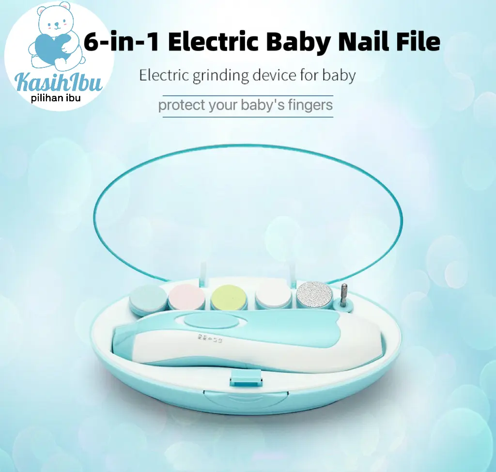 Kasihlbu Baby Nail Trimmer: Electric 6-in-1 Multi-Head Anti-Scratch Baby Nail Clipper and Manicure Tool Set