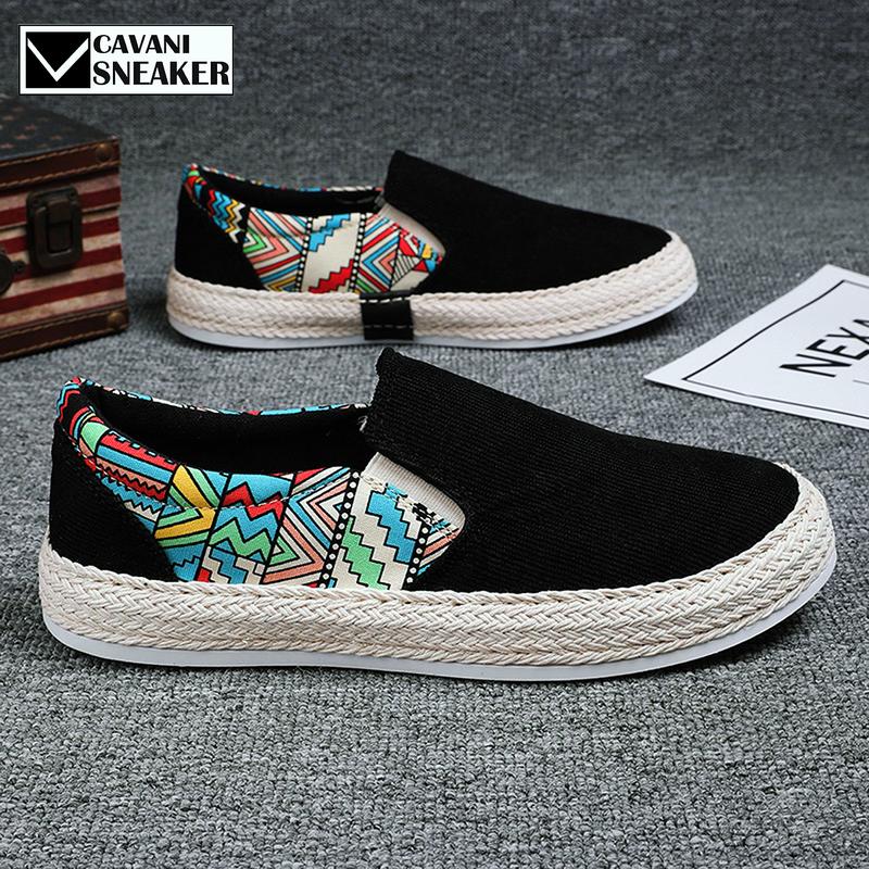 Slip on - giày lười nam - Giày Sneaker Nam Vải Phối Họa Tiết A110 Hoa Nhung