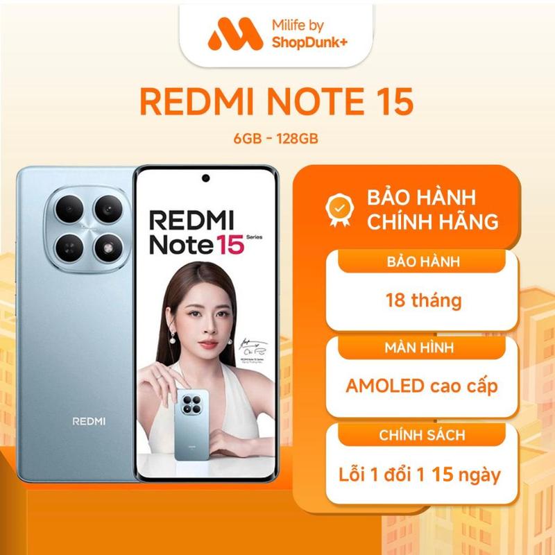 Điện thoại Xiaomi Redmi Note 15 6GB 128GB chính hãng BH 16 Tháng