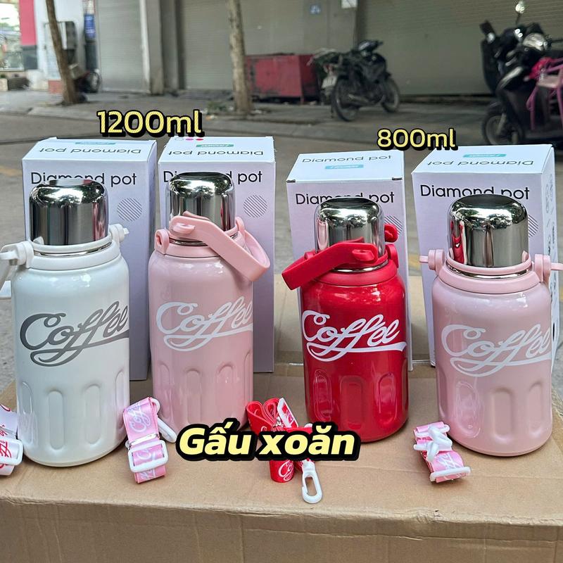 Bình Giữ Nhiệt Coffe Cup Dung Tịch, 1200ml và 800Ml. Bình Đựng Nước Bằng Chất Liệu Inox 316,304