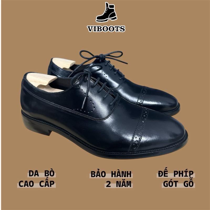  Giày Da Tây Nam Buộc Dây Oxford Balmoral Captoe Đế Đỏ Đen Phíp Gót Gỗ Tiện Dụng Bền Đẹp Màu Đen Sang Trọng 