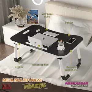 MEJA LIPAT KAYU Belajar Meja Portable Laptop Warna Polos Minimalis Multifungsi Kuat Multifungsi